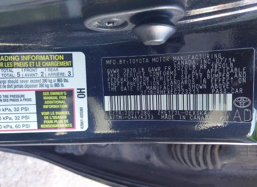 Photo 9 of 2014 Toyota Corolla S PLUS (VIN 2T1BURHEXEC223211)