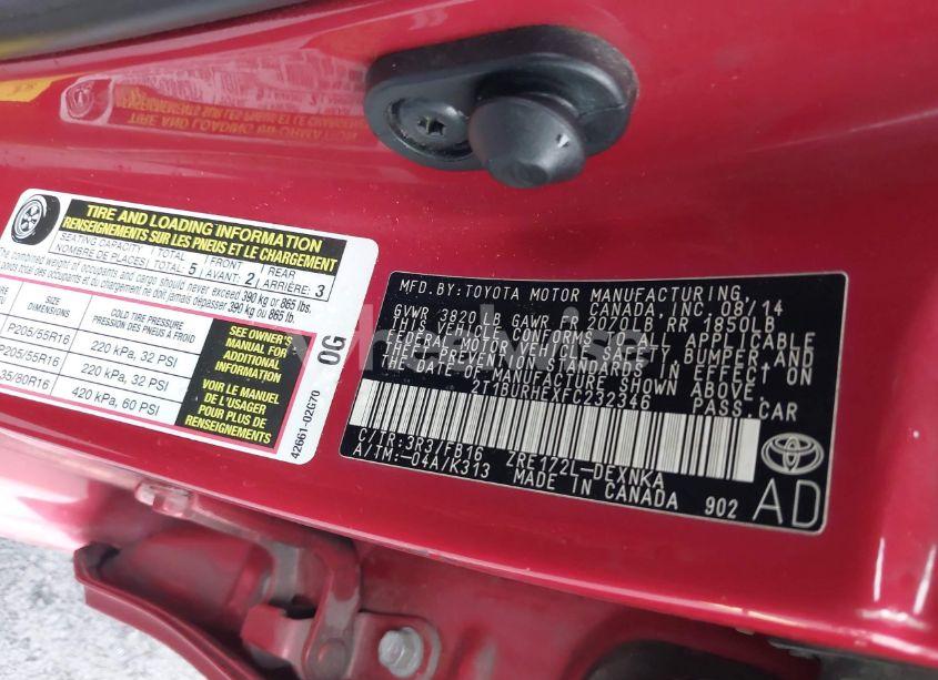 Photo 9 of 2015 Toyota Corolla LE (VIN 2T1BURHEXFC232346)