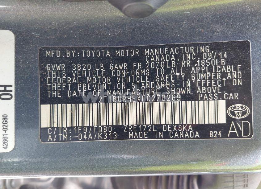 Photo 9 of 2015 Toyota Corolla S PLUS (VIN 2T1BURHEXFC270269)