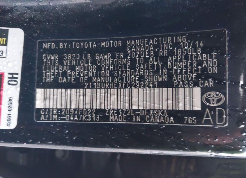 Photo 9 of 2015 Toyota Corolla S PLUS (VIN 2T1BURHEXFC292241)