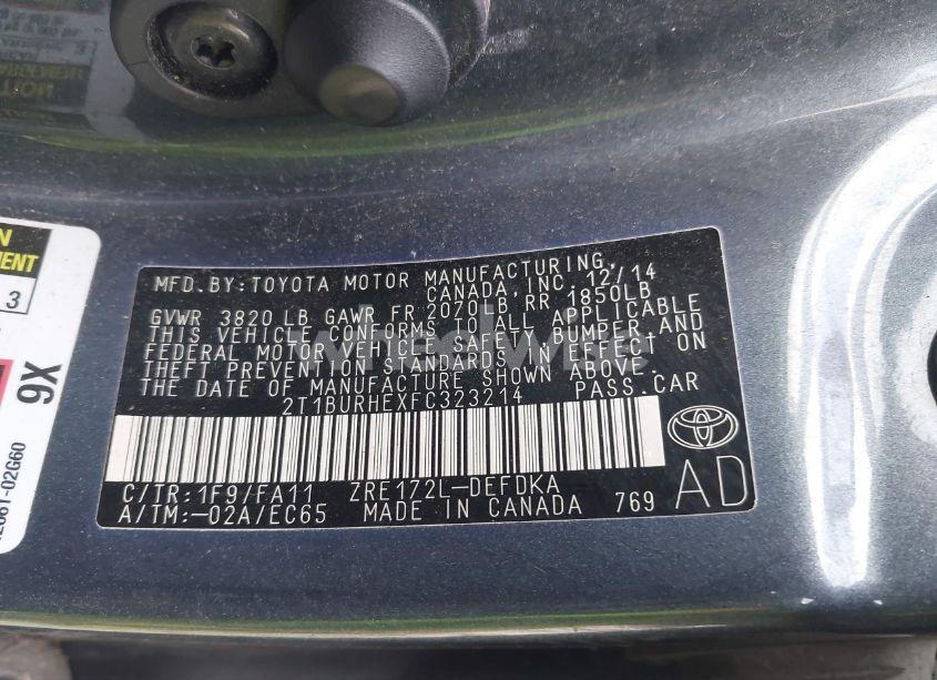 Photo 9 of 2015 Toyota Corolla L (VIN 2T1BURHEXFC323214)