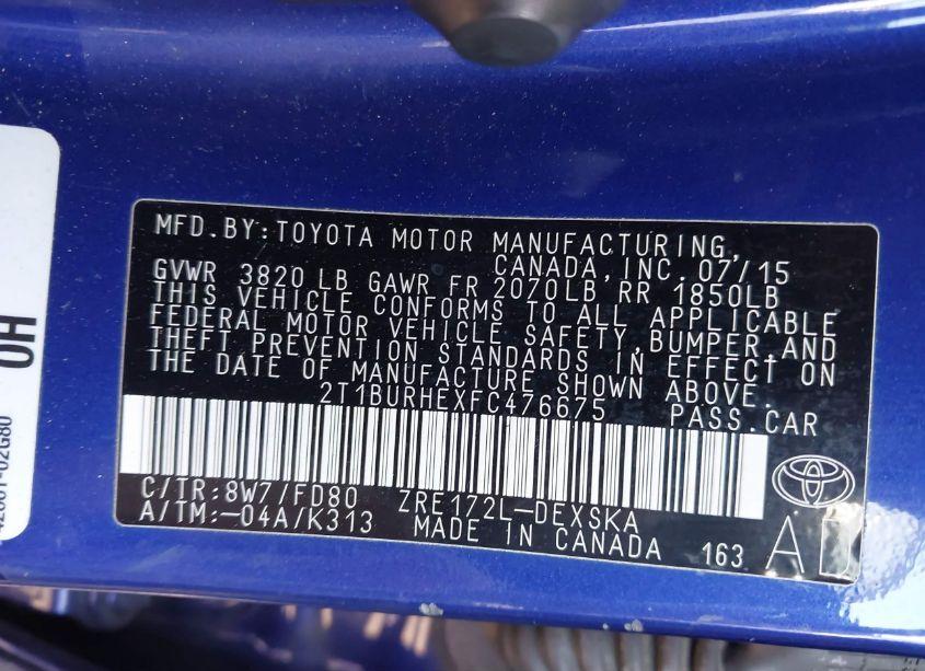 Photo 9 of 2015 Toyota Corolla S PLUS (VIN 2T1BURHEXFC476675)