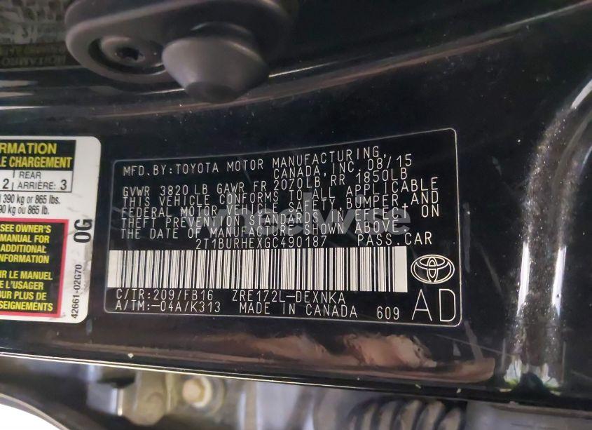 Photo 9 of 2016 Toyota Corolla LE (VIN 2T1BURHEXGC490187)