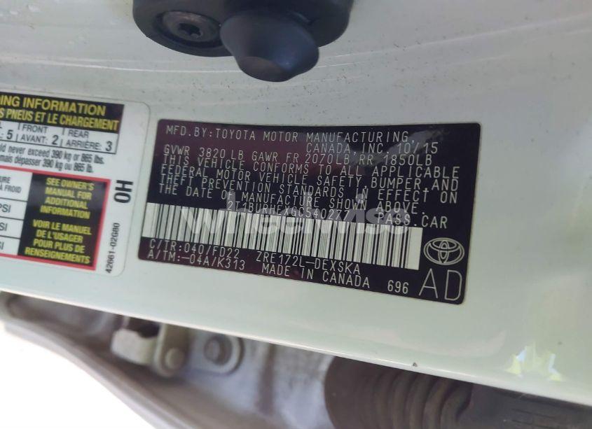 Photo 9 of 2016 Toyota Corolla S PLUS (VIN 2T1BURHEXGC540277)