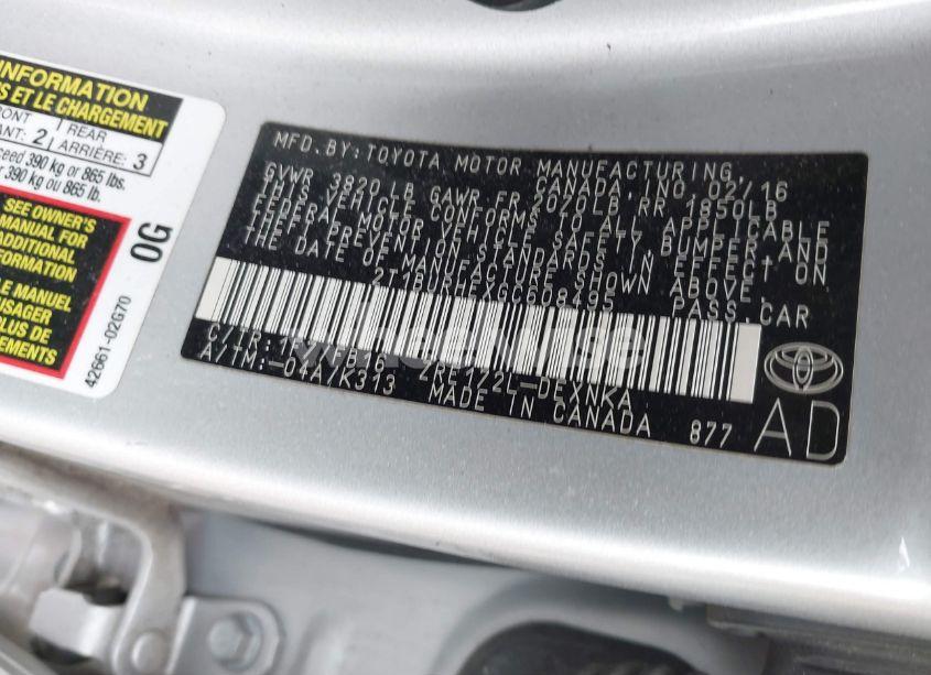 Photo 9 of 2016 Toyota Corolla LE PLUS (VIN 2T1BURHEXGC608495)