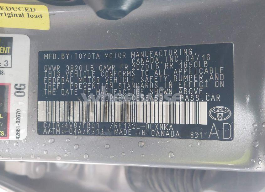 Photo 9 of 2016 Toyota Corolla LE (VIN 2T1BURHEXGC655459)