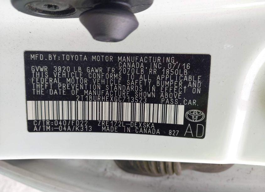 Photo 9 of 2016 Toyota Corolla S PLUS (VIN 2T1BURHEXGC713523)