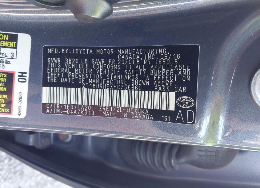 Photo 9 of 2017 Toyota Corolla XSE (VIN 2T1BURHEXHC756860)