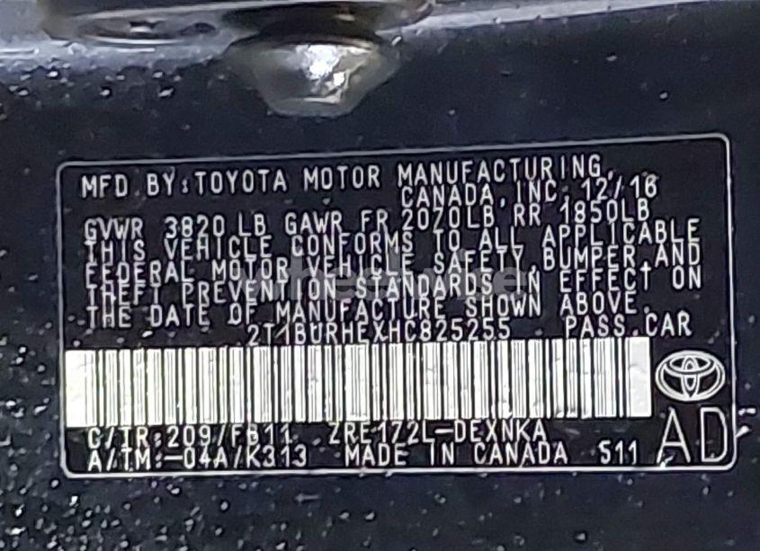 Photo 9 of 2017 Toyota Corolla LE (VIN 2T1BURHEXHC825255)