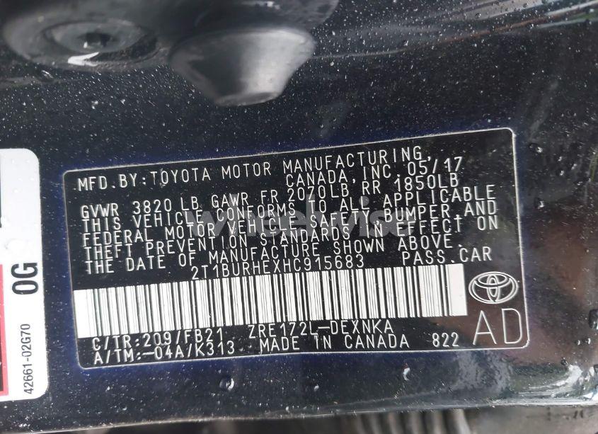 Photo 9 of 2017 Toyota Corolla LE (VIN 2T1BURHEXHC915683)