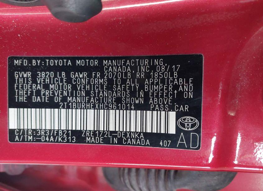Photo 9 of 2017 Toyota Corolla LE (VIN 2T1BURHEXHC961014)