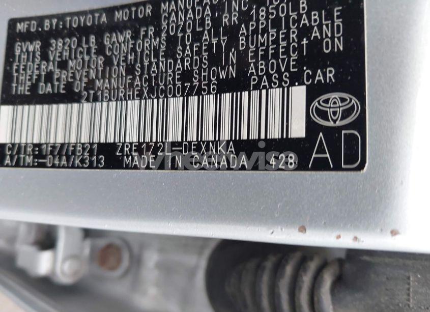Photo 9 of 2018 Toyota Corolla LE (VIN 2T1BURHEXJC007756)