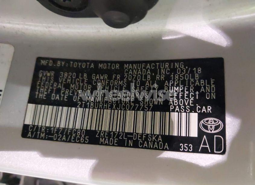 Photo 9 of 2018 Toyota Corolla SE (VIN 2T1BURHEXJC077757)