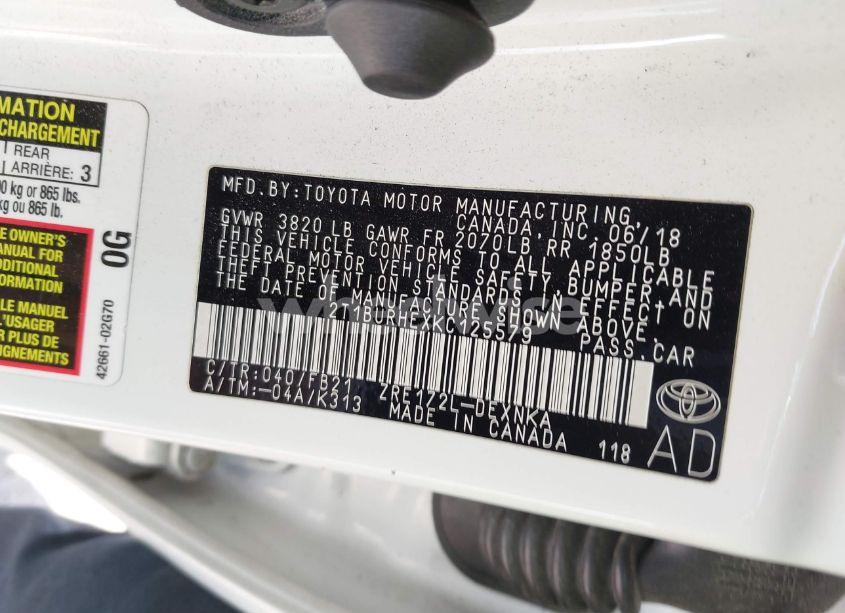 Photo 9 of 2019 Toyota Corolla LE (VIN 2T1BURHEXKC125579)