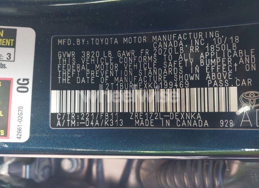 Photo 9 of 2019 Toyota Corolla LE (VIN 2T1BURHEXKC199469)