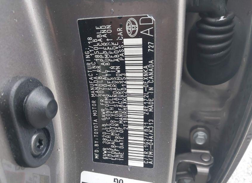 Photo 9 of 2019 Toyota Corolla LE (VIN 2T1BURHEXKC201253)