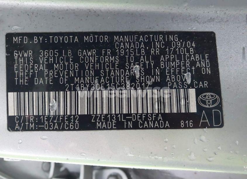 Photo 9 of 2005 Toyota Corolla XRS (VIN 2T1BY30E15C382017)