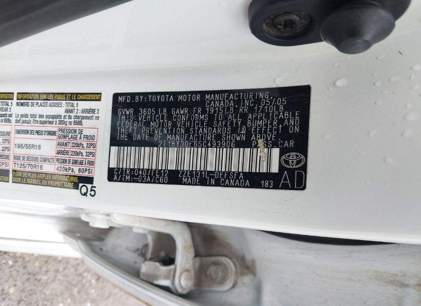 Photo 9 of 2005 Toyota Corolla XRS (VIN 2T1BY30E65C493906)