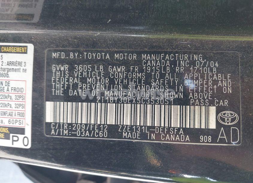 Photo 9 of 2005 Toyota Corolla XRS (VIN 2T1BY30EX5C353051)