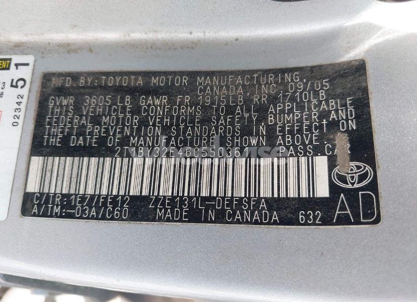 Photo 9 of 2006 Toyota Corolla XRS (VIN 2T1BY32E46C550361)