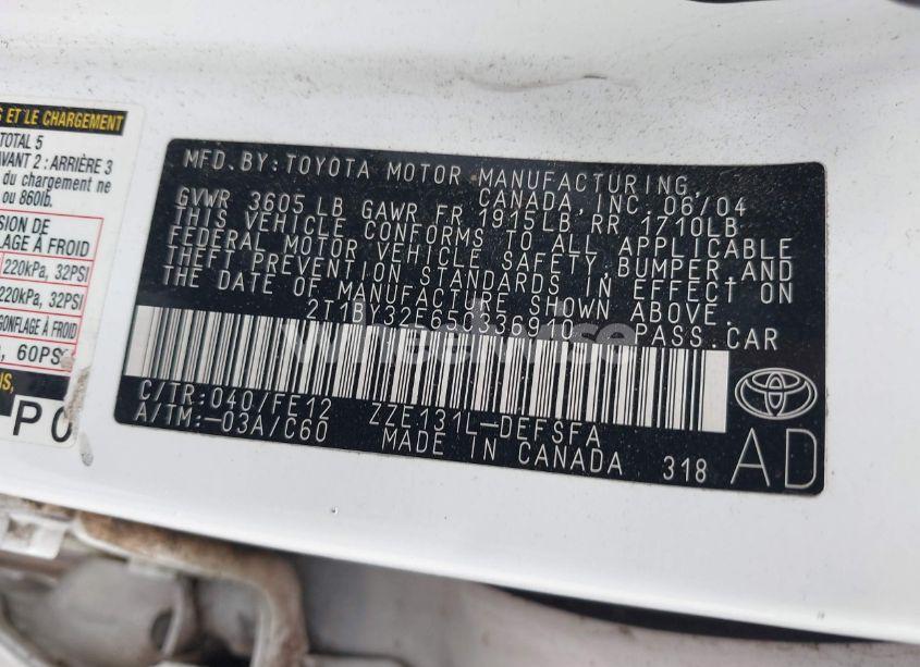 Photo 9 of 2005 Toyota Corolla XRS (VIN 2T1BY32E65C336910)