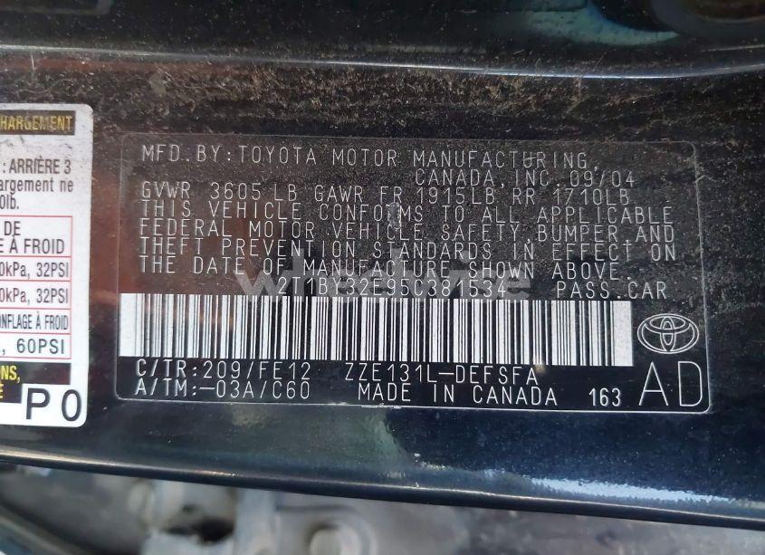 Photo 9 of 2005 Toyota Corolla XRS (VIN 2T1BY32E95C381534)