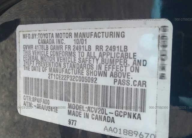 Photo 9 of 2002 Toyota Camry SOLARA SE (VIN 2T1CE22P32C005092)