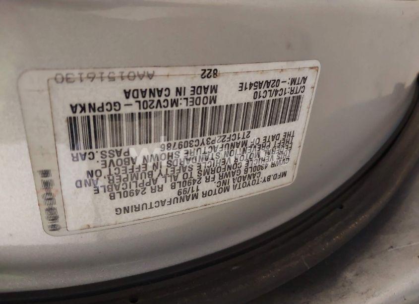 Photo 9 of 2000 Toyota Camry SOLARA SLE V6 (VIN 2T1CF22P3YC309786)