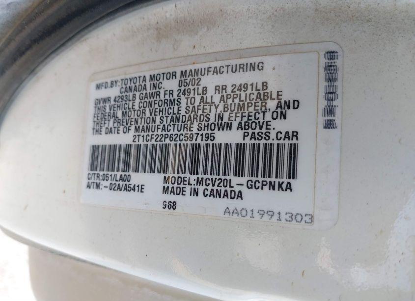 Photo 9 of 2002 Toyota Camry SOLARA SLE V6 (VIN 2T1CF22P62C597195)