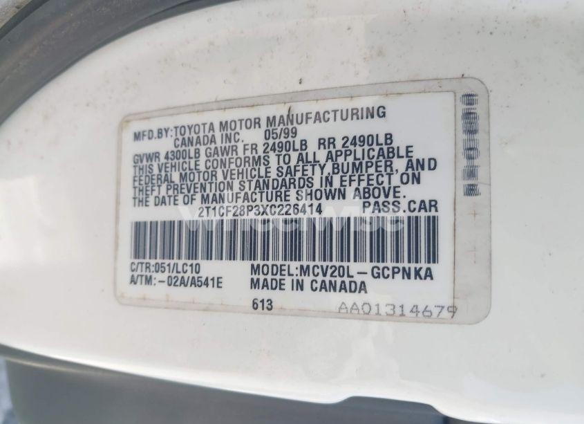 Photo 9 of 1999 Toyota Camry SOLARA SLE (VIN 2T1CF28P3XC226414)
