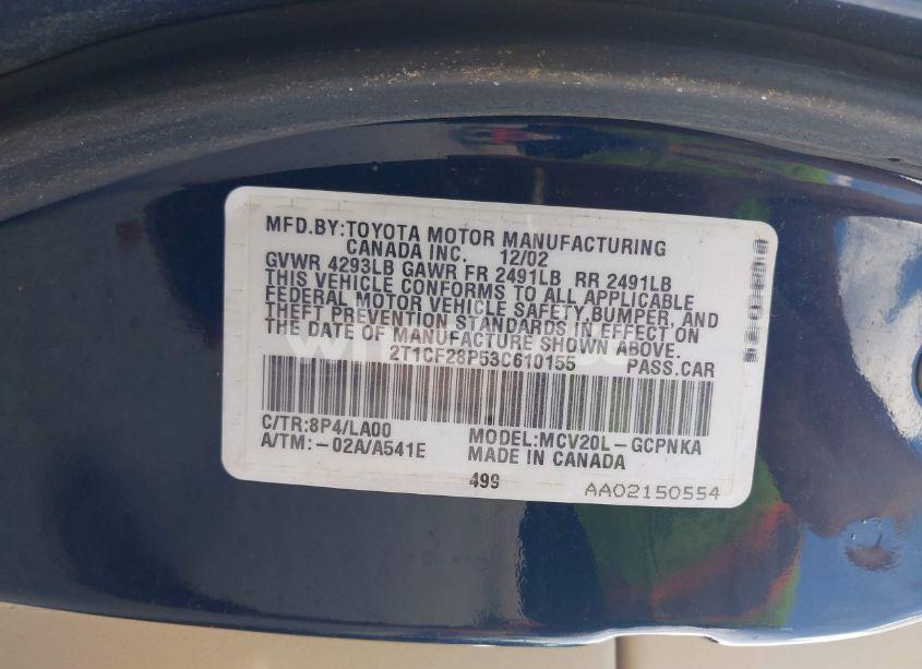 Photo 9 of 2003 Toyota Camry SOLARA SLE V6 (VIN 2T1CF28P53C610155)