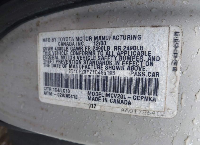 Photo 9 of 2001 Toyota Camry SOLARA SLE V6 (VIN 2T1CF28P71C465195)