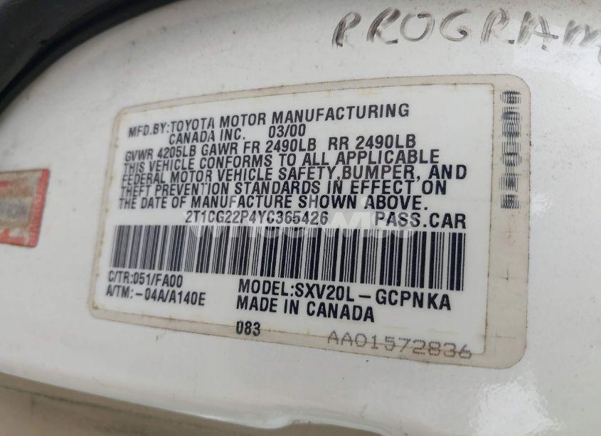 Photo 9 of 2000 Toyota Camry SOLARA SE (VIN 2T1CG22P4YC365426)