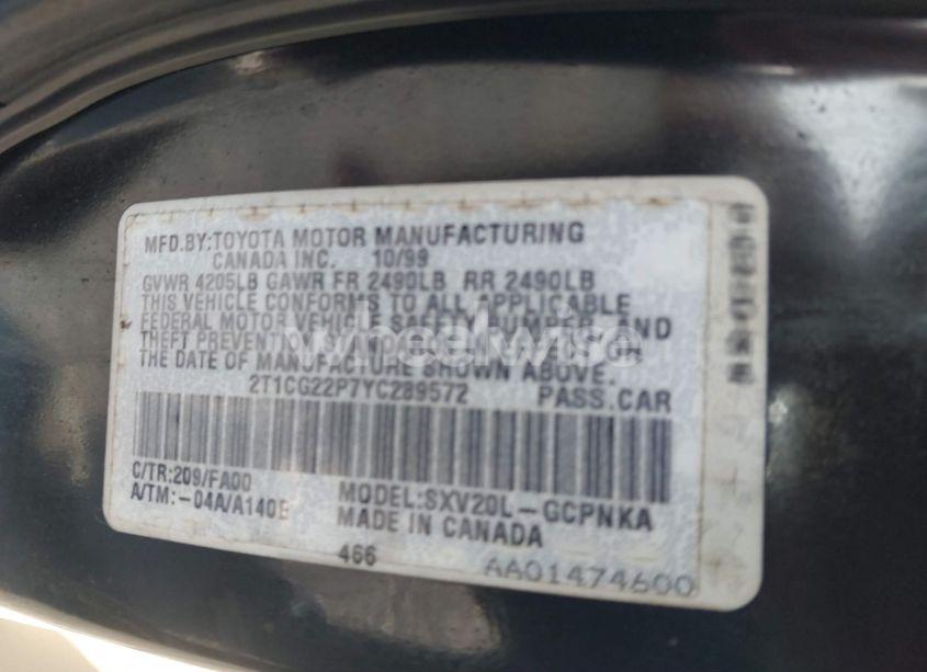 Photo 9 of 2000 Toyota Camry SOLARA SE (VIN 2T1CG22P7YC289572)