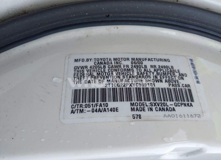 Photo 9 of 2000 Toyota Camry SOLARA SE (VIN 2T1CG22PXYC399161)