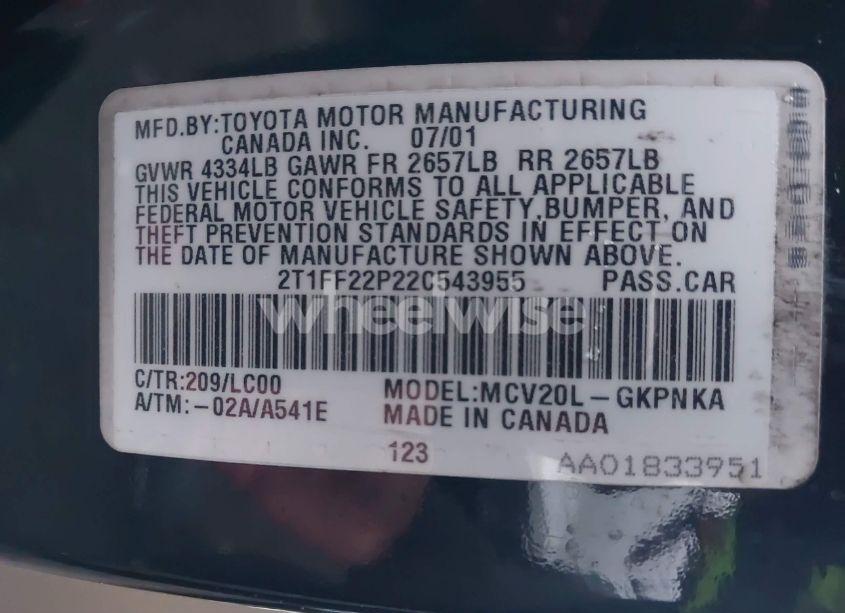 Photo 9 of 2002 Toyota Camry SOLARA SLE V6 (VIN 2T1FF22P22C543955)