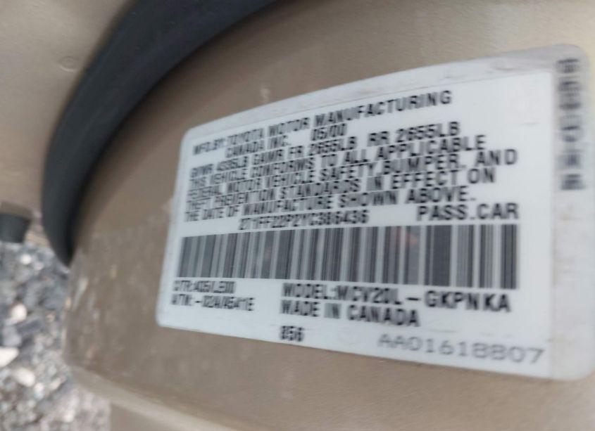 Photo 9 of 2000 Toyota Camry SOLARA SLE V6 (VIN 2T1FF22P2YC386436)