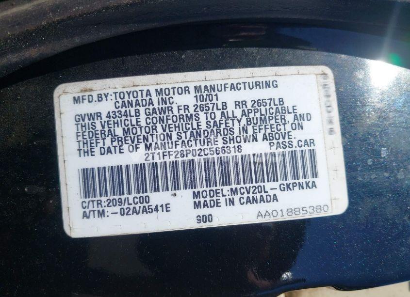 Photo 9 of 2002 Toyota Camry SOLARA SLE V6 (VIN 2T1FF28P02C566318)