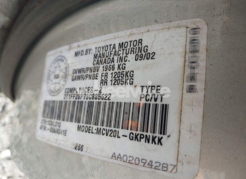 Photo 9 of 2003 Toyota Camry SOLARA SE/SLE (VIN 2T1FF28P73C885622)