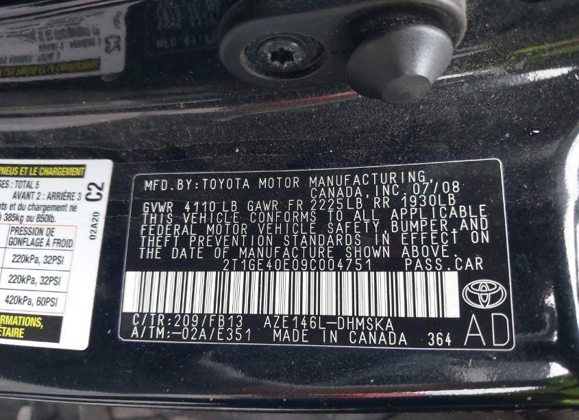 Photo 9 of 2009 Toyota Matrix XRS (VIN 2T1GE40E09C004751)