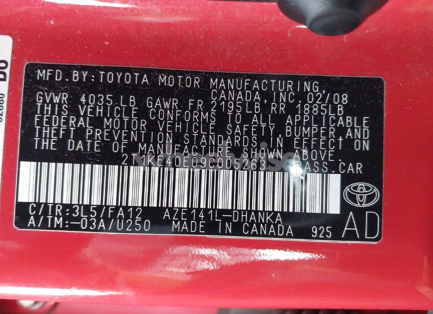 Photo 9 of 2009 Toyota Matrix S (VIN 2T1KE40E09C005263)
