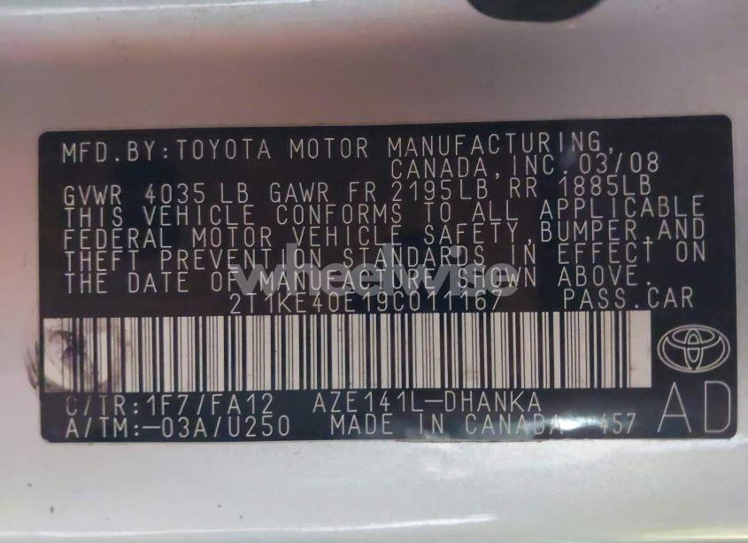 Photo 9 of 2009 Toyota Matrix S (VIN 2T1KE40E19C011167)