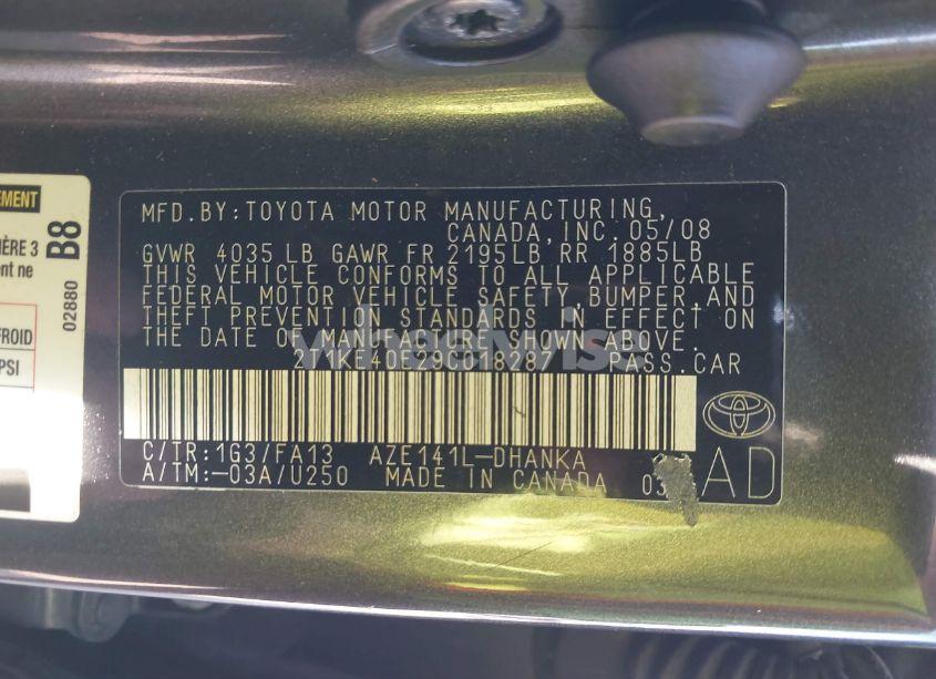 Photo 9 of 2009 Toyota Matrix S (VIN 2T1KE40E29C018287)