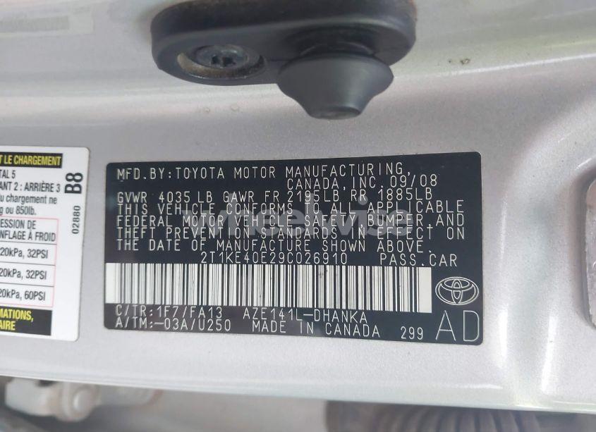 Photo 9 of 2009 Toyota Matrix S (VIN 2T1KE40E29C026910)