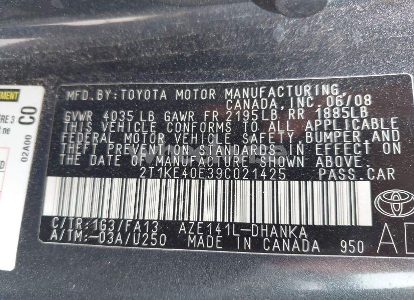 Photo 9 of 2009 Toyota Matrix S (VIN 2T1KE40E39C021425)