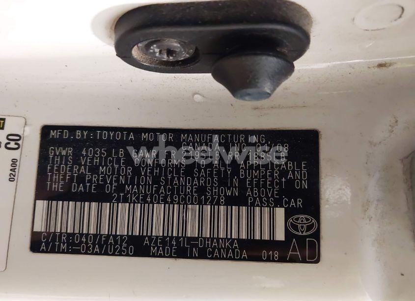 Photo 9 of 2009 Toyota Matrix S (VIN 2T1KE40E49C001278)