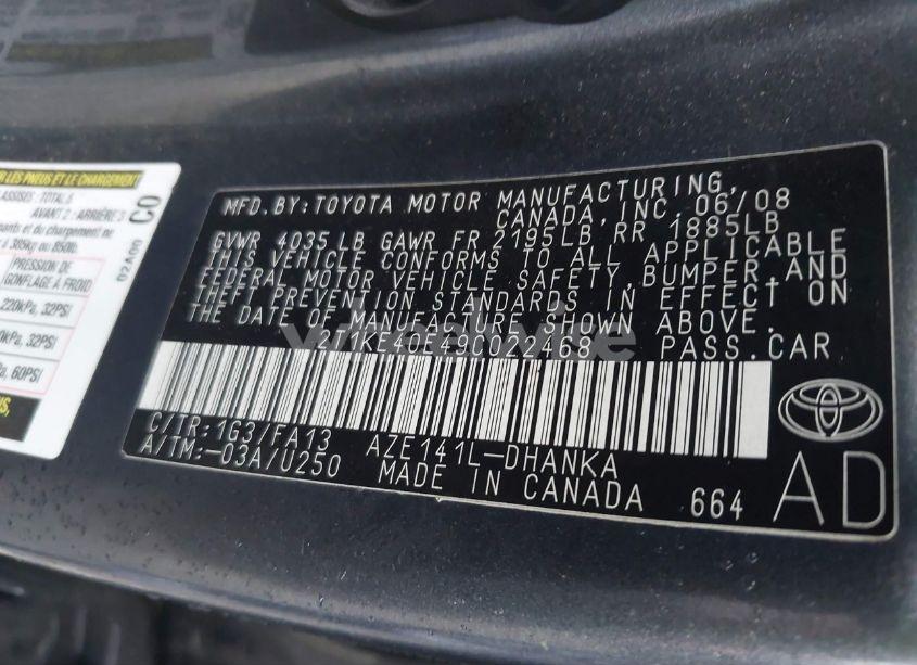 Photo 9 of 2009 Toyota Matrix S (VIN 2T1KE40E49C022468)