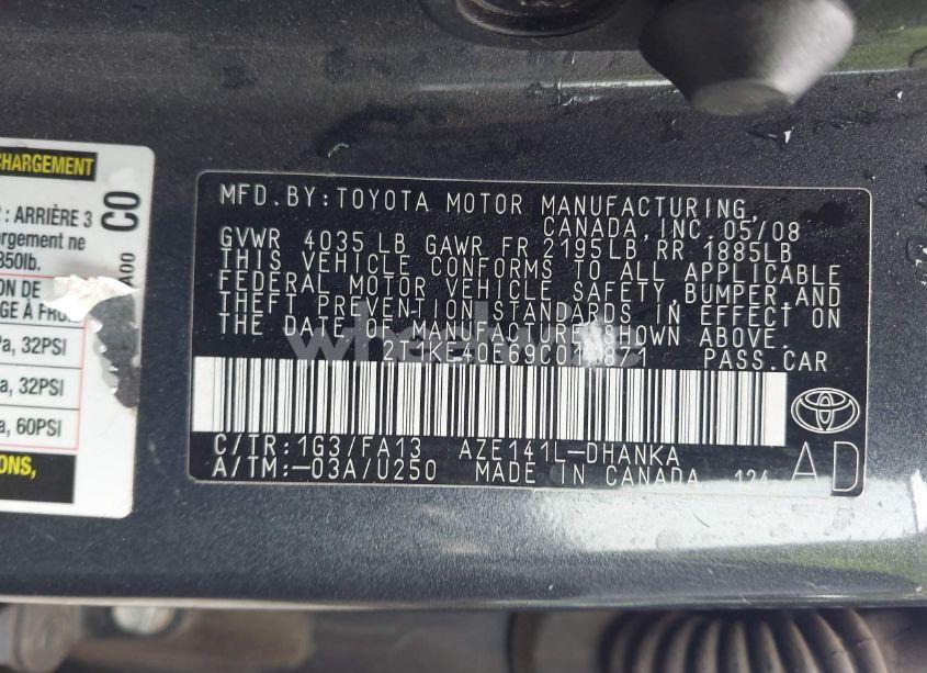 Photo 9 of 2009 Toyota Matrix S (VIN 2T1KE40E69C017871)