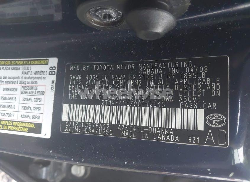 Photo 9 of 2009 Toyota Matrix S (VIN 2T1KE40E79C012615)