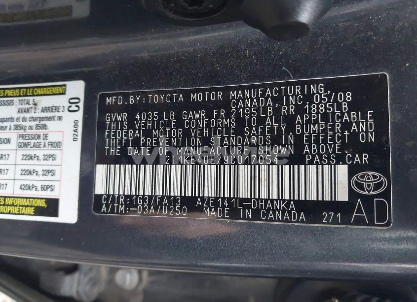 Photo 9 of 2009 Toyota Matrix S (VIN 2T1KE40E79C017054)